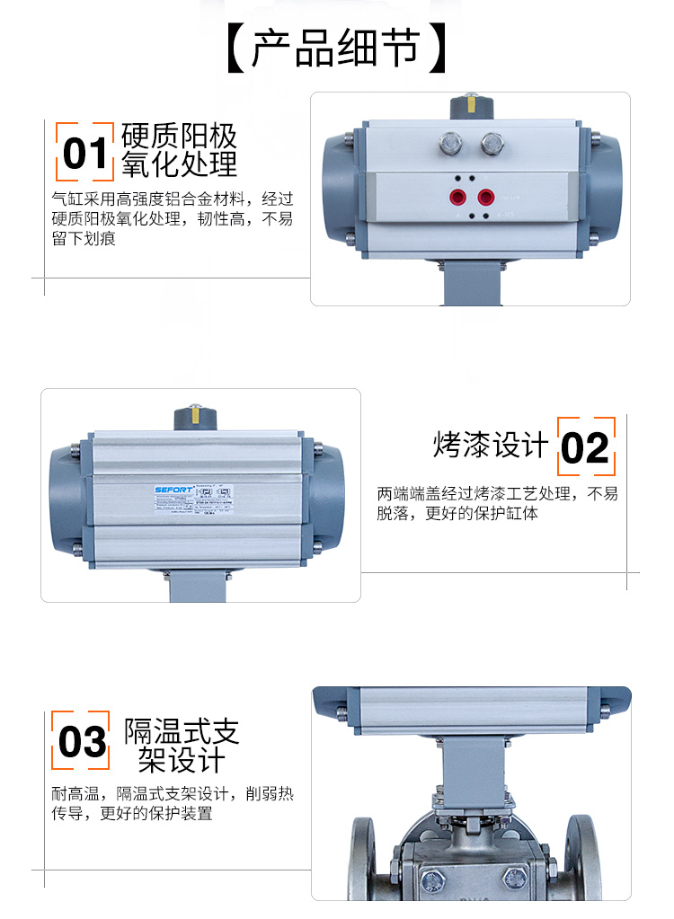 【SEFORT】氣動三通高溫法蘭球閥